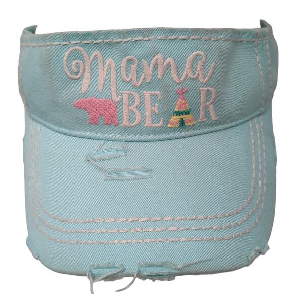 Mama Bear Sun Visor Hat Blue One Size Adjustable Distressed KB ETHOS Vintage - Picture 1 of 9